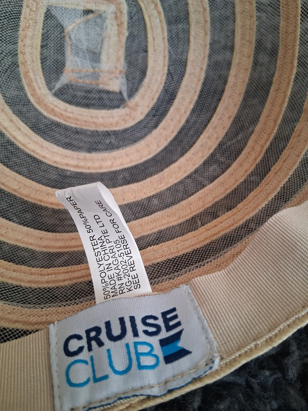 Striped Beige & Black Summer Sun Visor Hat with Decorative Bow